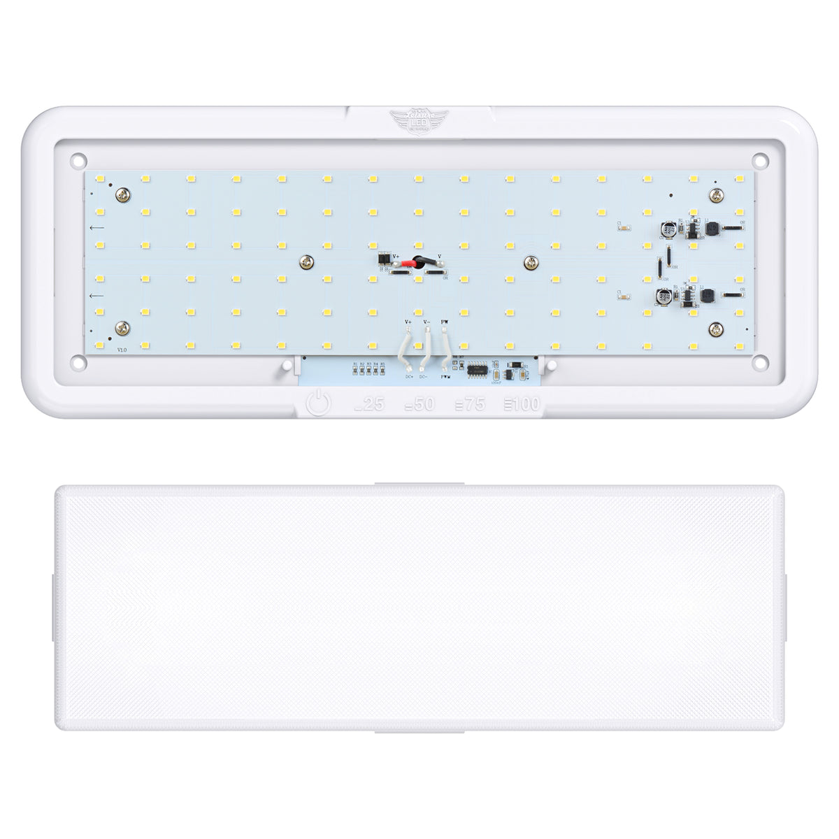 Leisure LED 12V RV Interior LED Ceiling Light Rectangle Natural White Touch Dimmer Switch 950 Lumen 14 Inch (White)