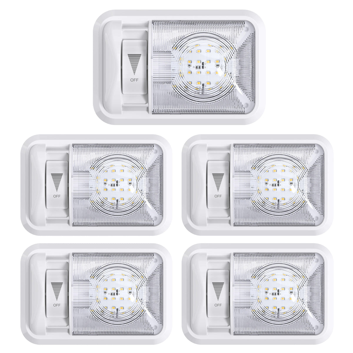 Leisure LED 12V RV LED Single Dome Light Natural White Dimmer Switch Clear Lens 8 Inch (White)