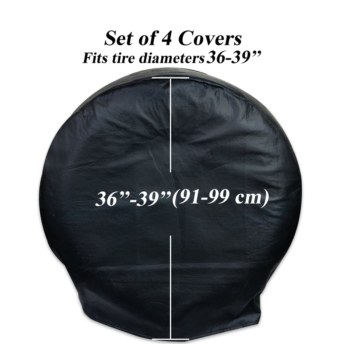 Leisure Coachworks RV Tire Cover Set for Tire Diameters 36 Inch x 39 Inch (Black)