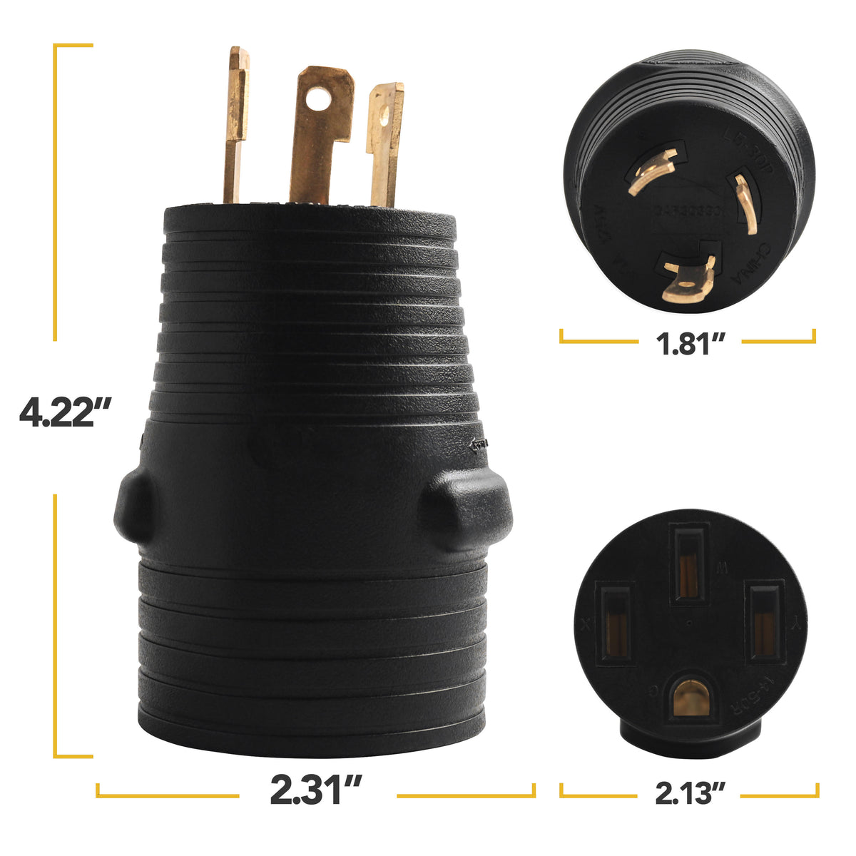 Leisure Cords 30AMP RV Electrical Adapter Generator NEMA L5-30P to TT-30R 3 Inch (Black)