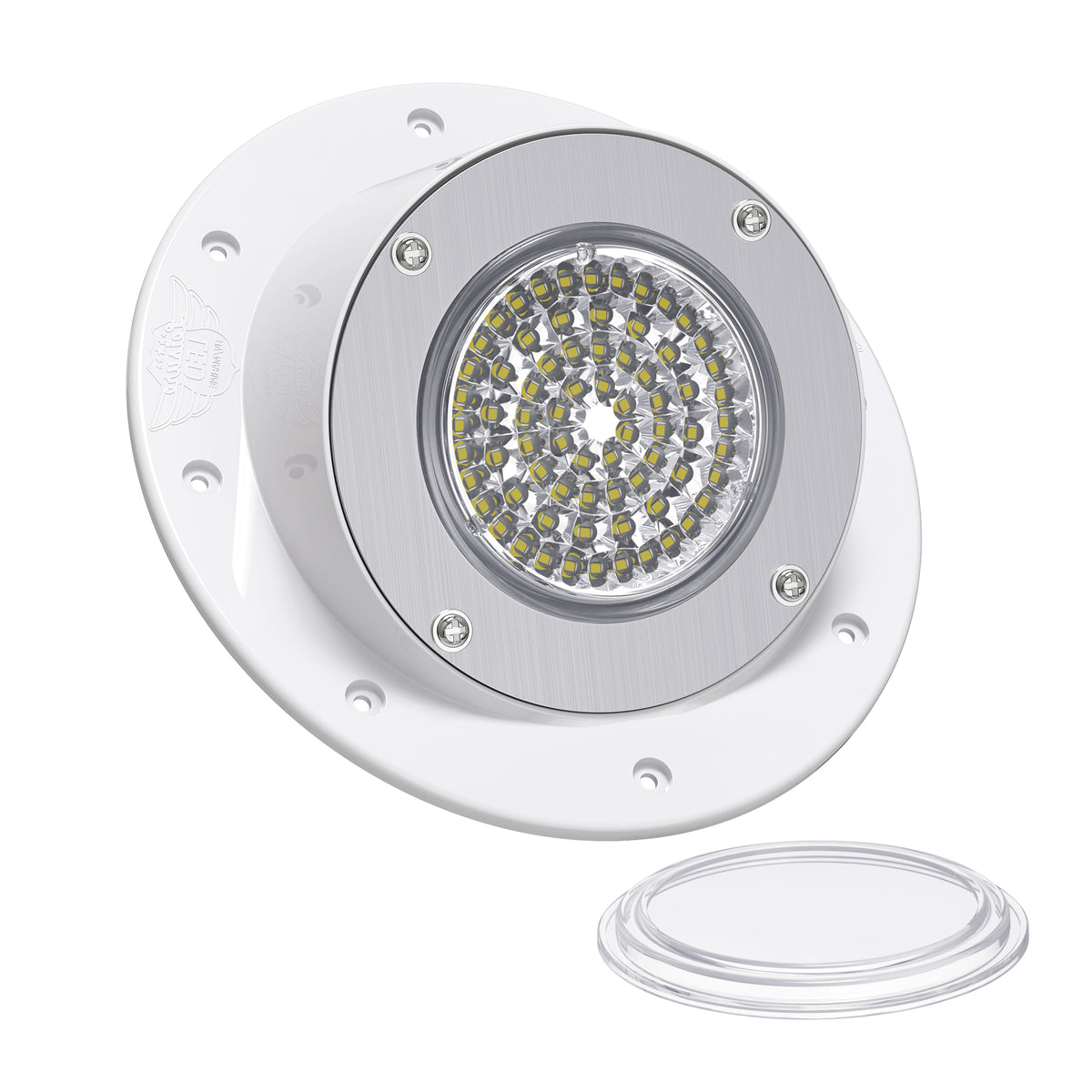 Leisure LED 12V RV Exterior LED Warrior Flood Light Round Cool White Surface Mount 1100 Lumen 8 Inch (White)