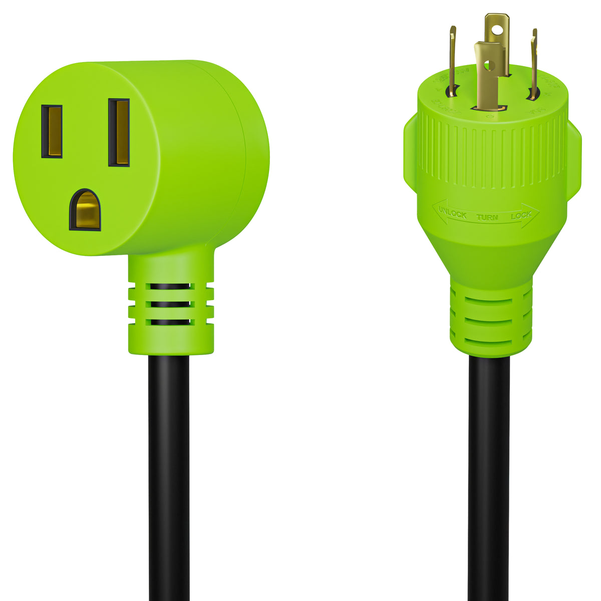 Leisure Cords 50AMP RV Dogbone Adapter Cord Welder NEMA L14-30P to 6-50R 18 Inch (Green)