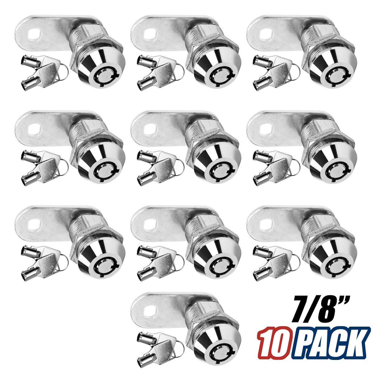 Leisure Locks RV Cam Latch with Keyed Tubular Lock for Compartment Doors 0.88 Inch (Metal)