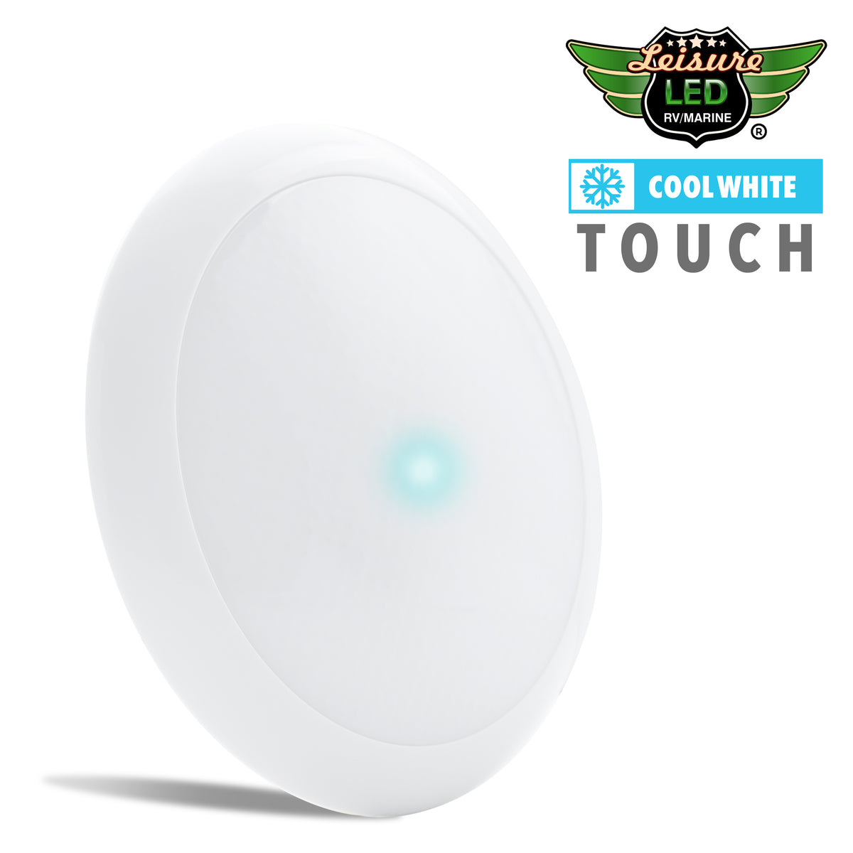 Leisure LED 12V RV Interior LED Surface Mount Ceiling Light Warm White Touch Switch with Frosted Lens 7 Inch (White)