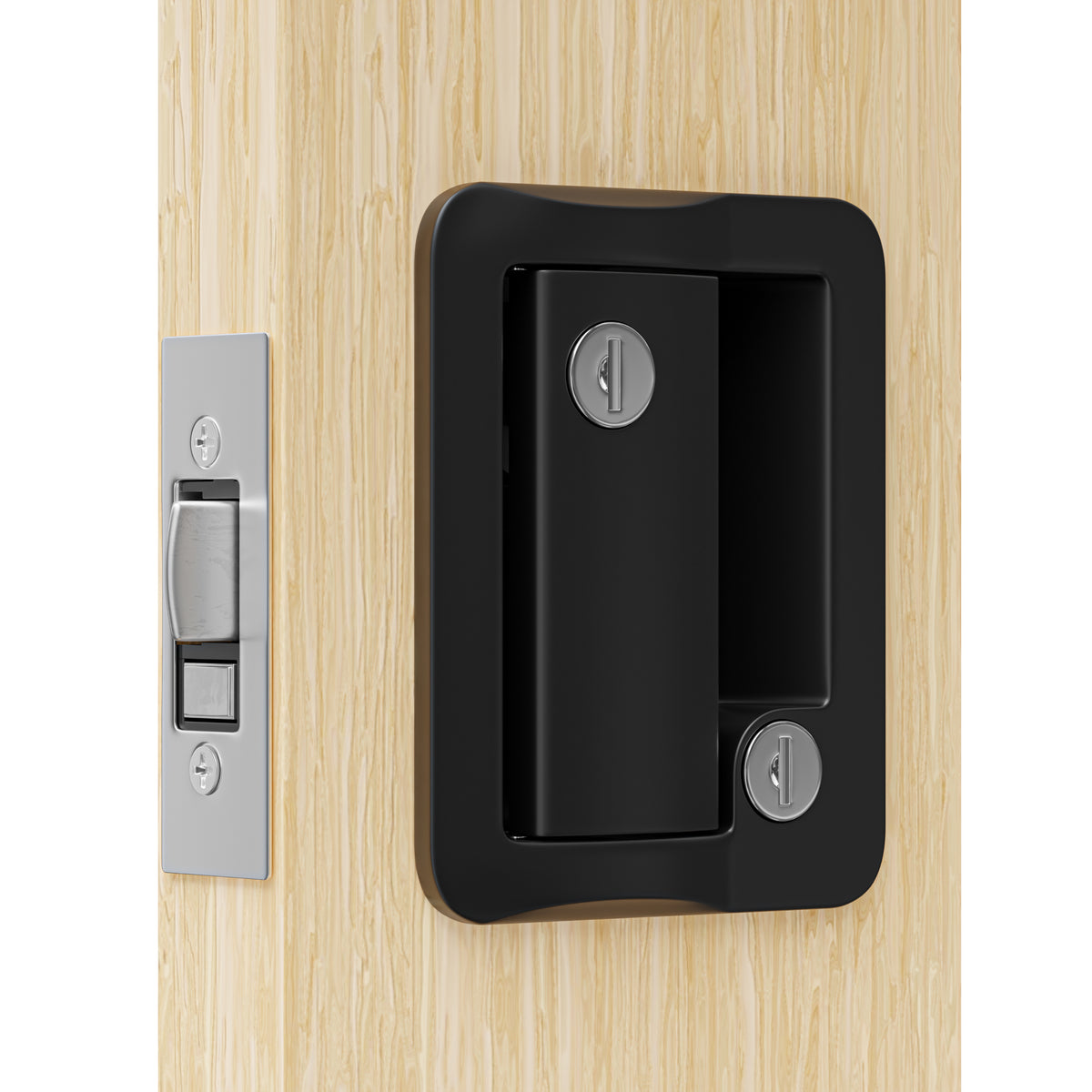 Leisure Locks RV Entry Door Lock with Paddle Deadbolt 2.5 Inch x 3.5 Inch (Black)