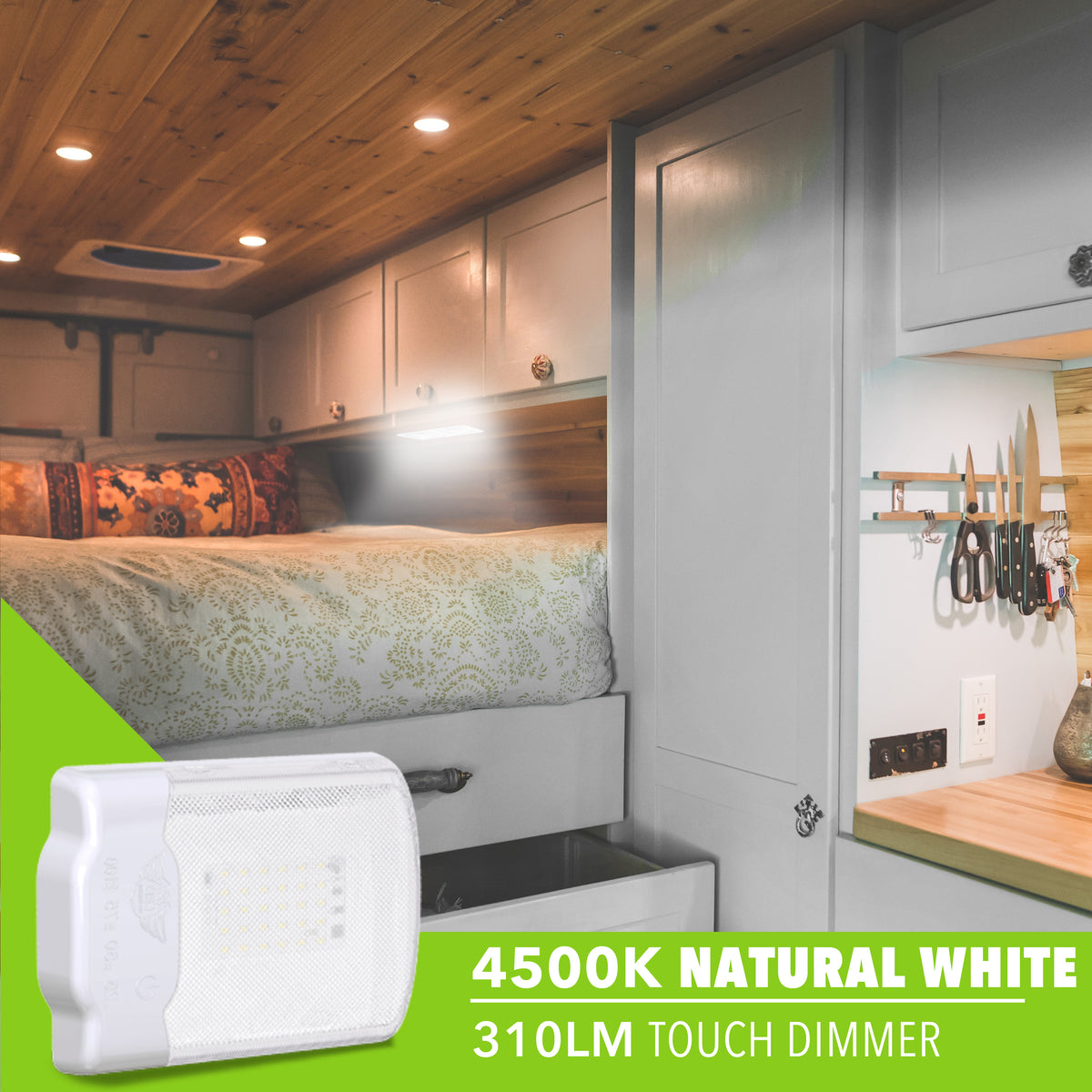 Leisure LED 12V RV LED Single Dome Light Natural White Touch Dimmer Switch Clear Lens 6 Inch (White)