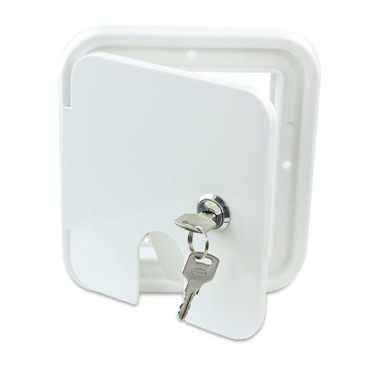 Leisure Cords RV Power Cord Utility Hatch Weatherproof Rectangle Door 6.5 Inch x 6 Inch (White)