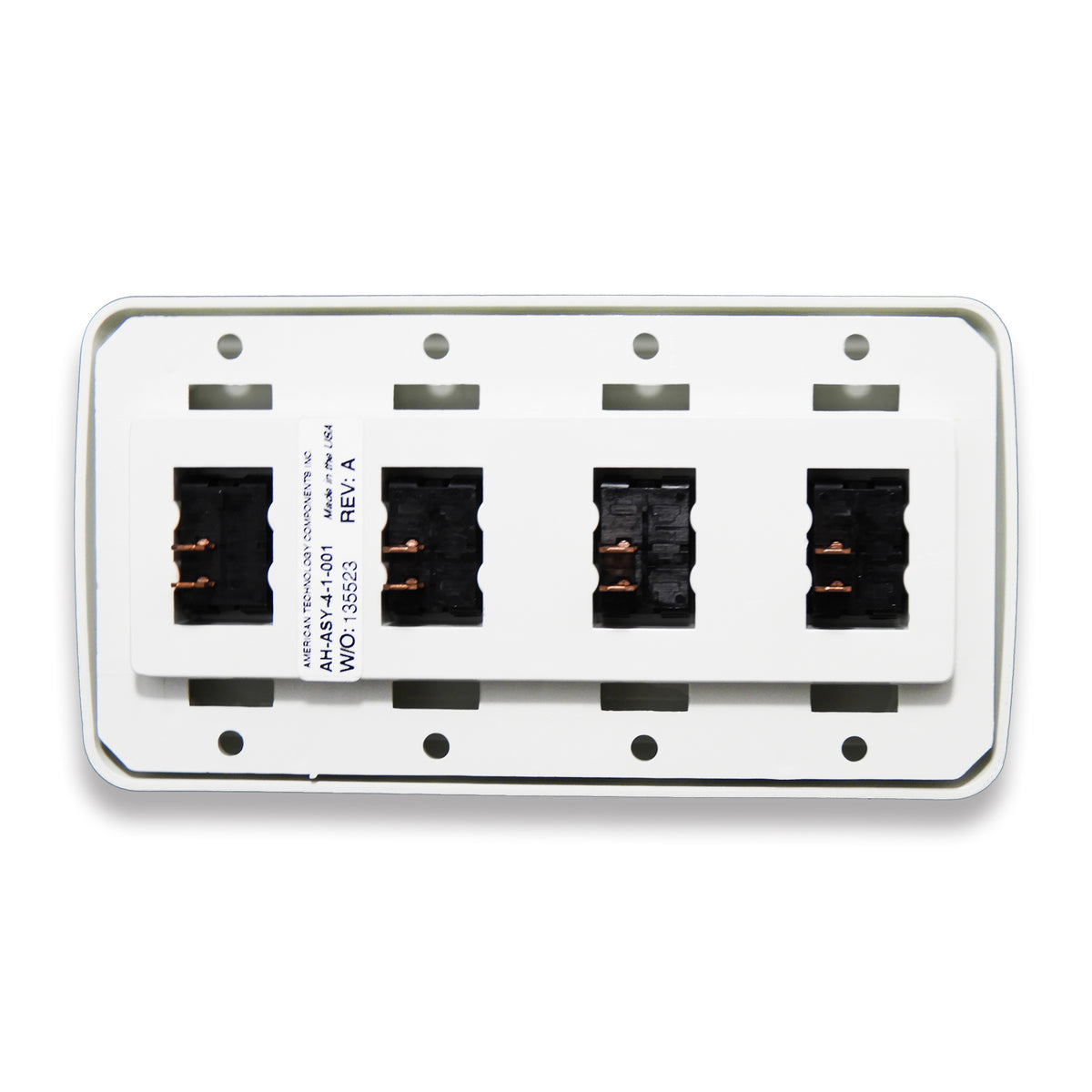 Leisure Coachworks 12V RV Contemporary Quadruple SPST On Off Switch with Bezel 5.32 Inch x 2.83 Inch x 1.22 Inch (White)