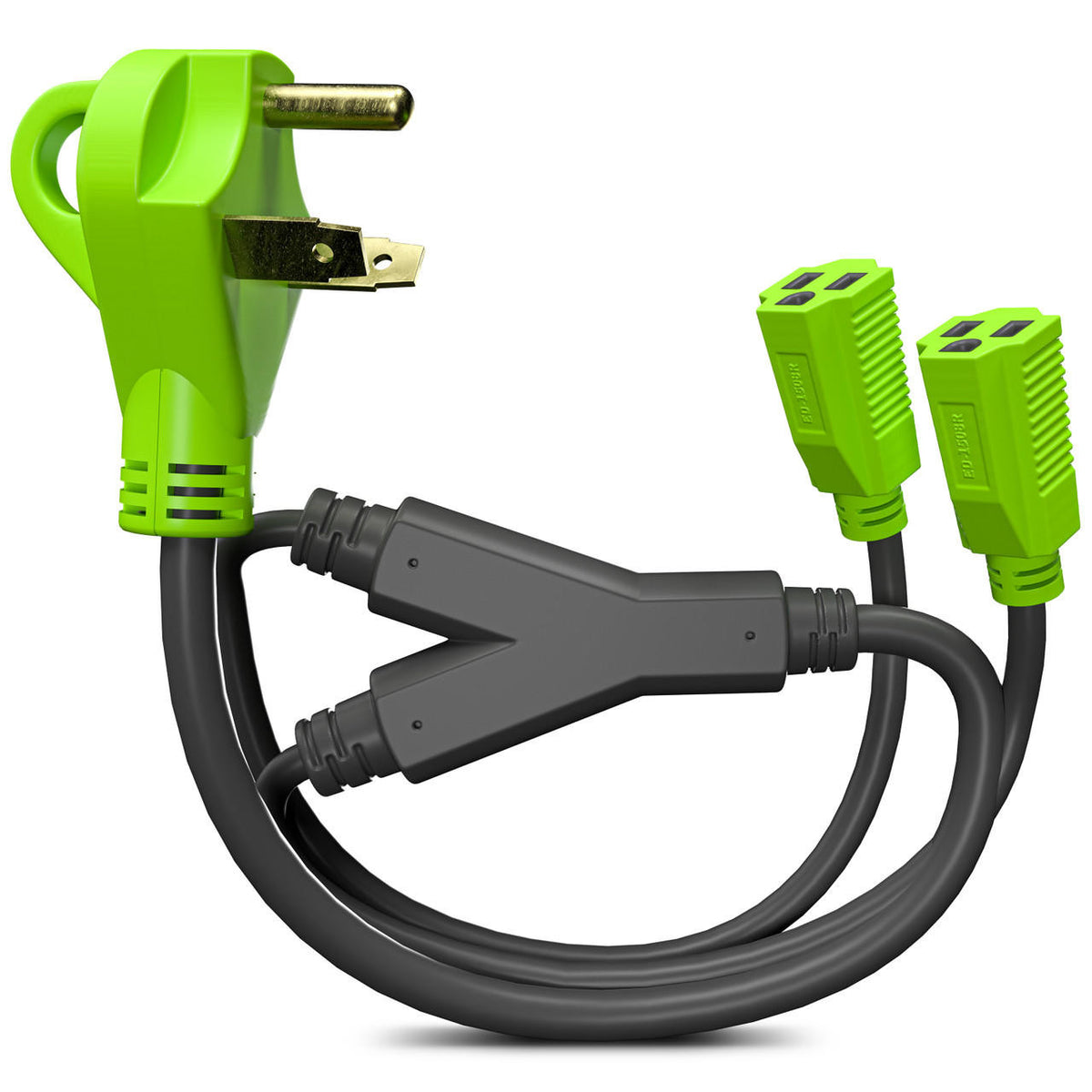 Leisure Cords 24'' RV Y Adapter Cord 30 Amp Male Plug to Two 15 Amp Female 2.5 Feet with Handle (30A Male to 2-15A Female)