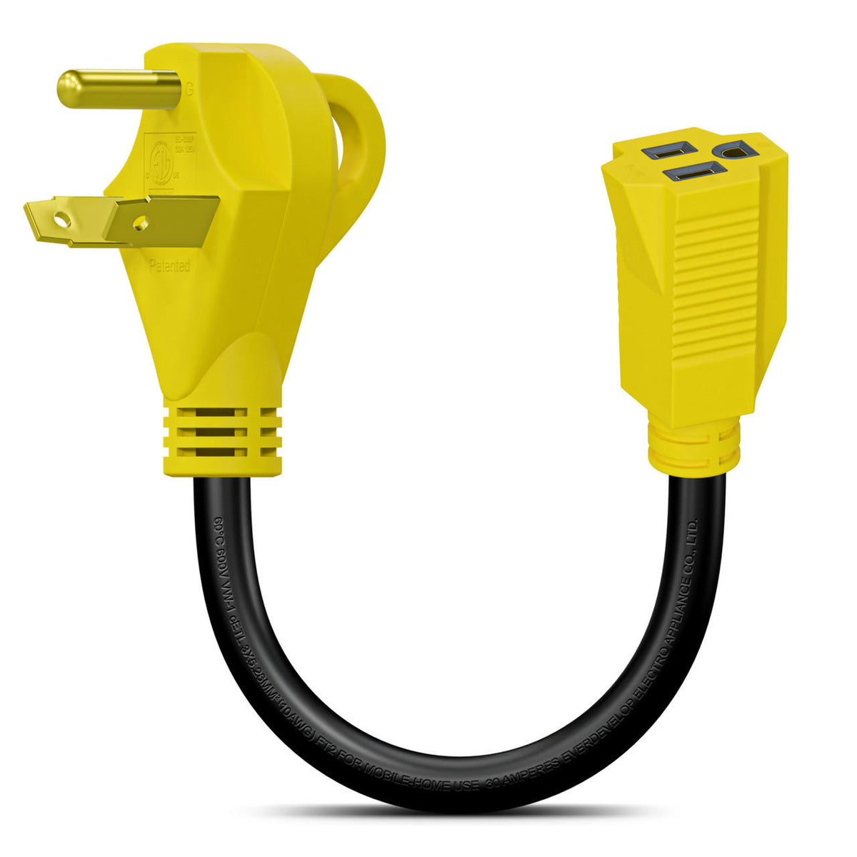 Leisure Cords 30 Amp Male to 15 Amp Female 12" Dogbone Adapter RV Electrical Converter Cord Cable
