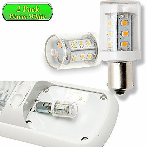 Leisure LED 18SMD 12 Volt Replacement LED Bulb, 12V 1141/1156 Interior Lighting RV Light Bulbs for Trailer Motorhome 5th Wheel, Marine Boat Dome Light Replacement Warm White, 2-pack