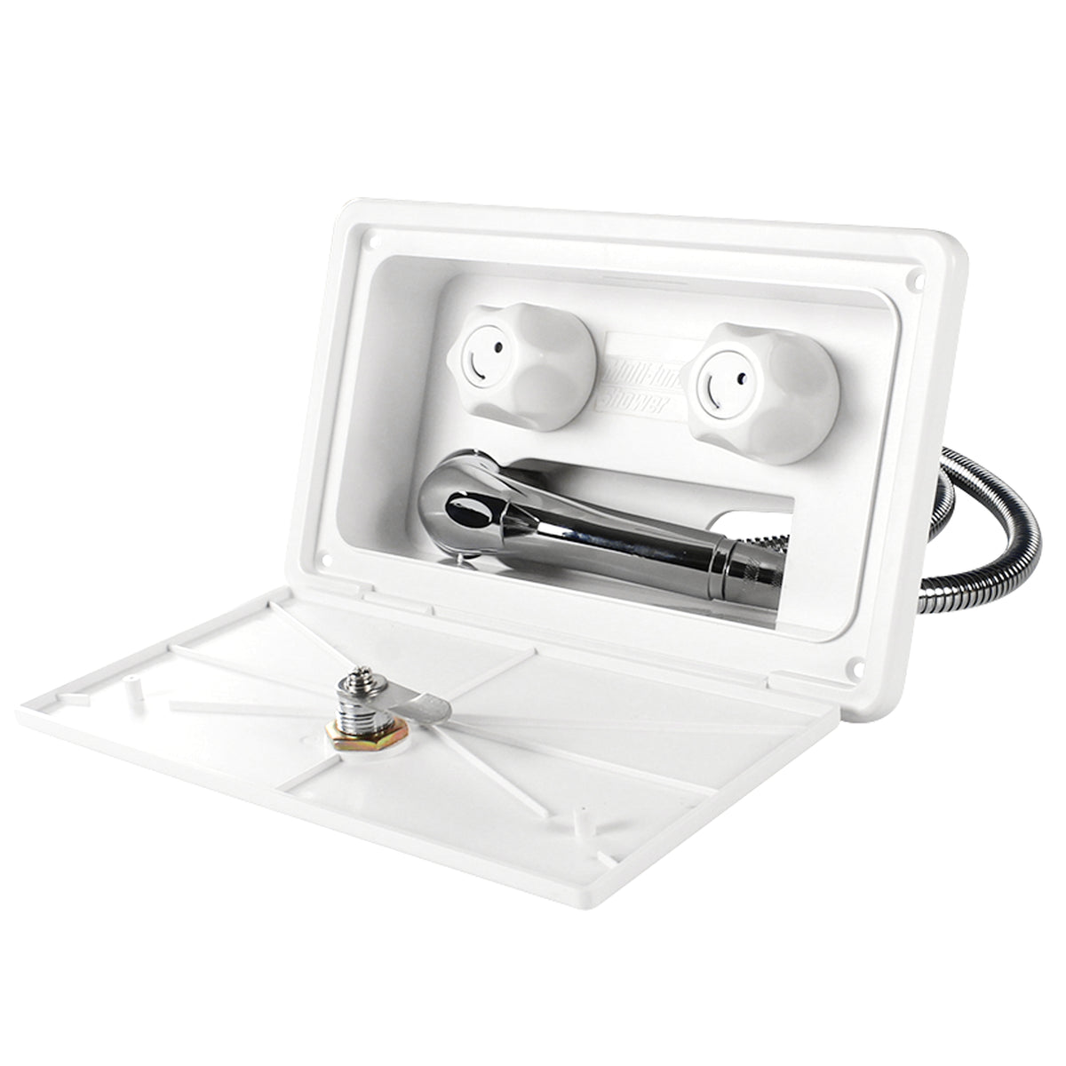 Leisure Coachworks RV Exterior Shower Box Kit for Cowboy Shower with Faucet Hose 10.5 Inch x 6.09 Inch (White)