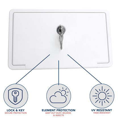 Leisure Coachworks RV Exterior Shower Box Kit for Cowboy Shower with Faucet Hose 10.5 Inch x 6.09 Inch (White)