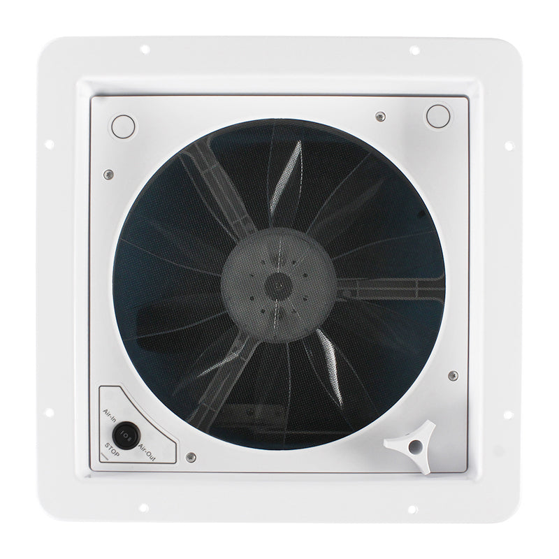 Leisure Coachworks RV Roof Vent Fan with 1 Speed Smoked Lid 14 Inch x 14 Inch (White)