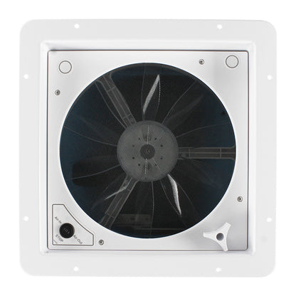 Leisure Coachworks RV Roof Vent Fan with 1 Speed Smoked Lid 14 Inch x 14 Inch (White)