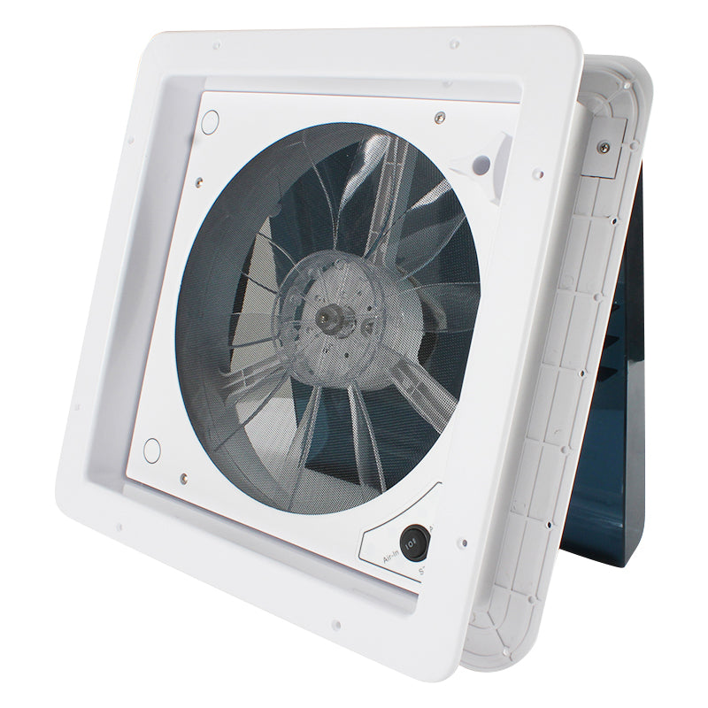 Leisure Coachworks RV Roof Vent Fan with 1 Speed Smoked Lid 14 Inch x 14 Inch (White)