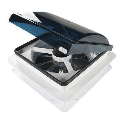 Leisure Coachworks RV Roof Vent Fan with 1 Speed Smoked Lid 14 Inch x 14 Inch (White)