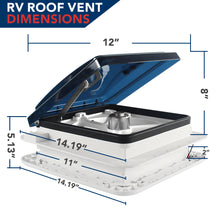 Leisure Coachworks RV Roof Vent Fan with LED Garnish Smoked Lid 11 Inch x 11 Inch (White)