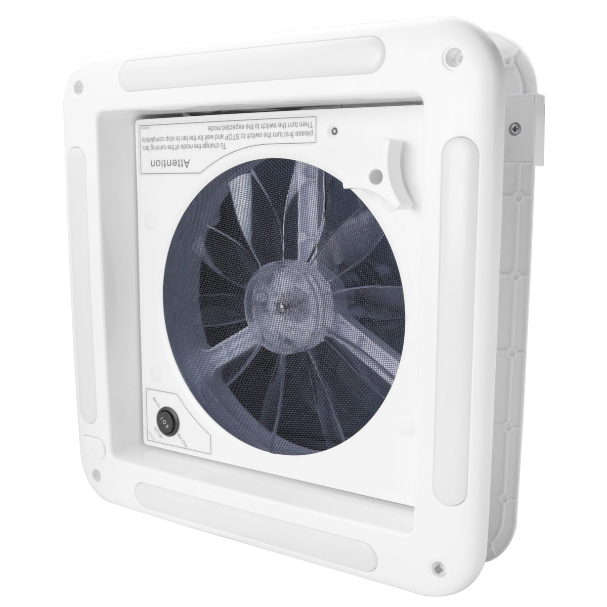 Leisure Coachworks RV Roof Vent Fan with LED Garnish Smoked Lid 11 Inch x 11 Inch (White)