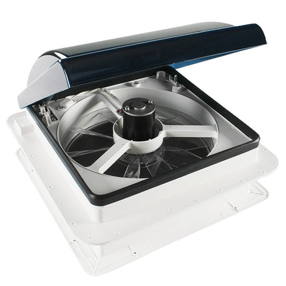 Leisure Coachworks RV Roof Vent Fan with 6 Speed Smoked Lid 14 Inch x 14 Inch (White)