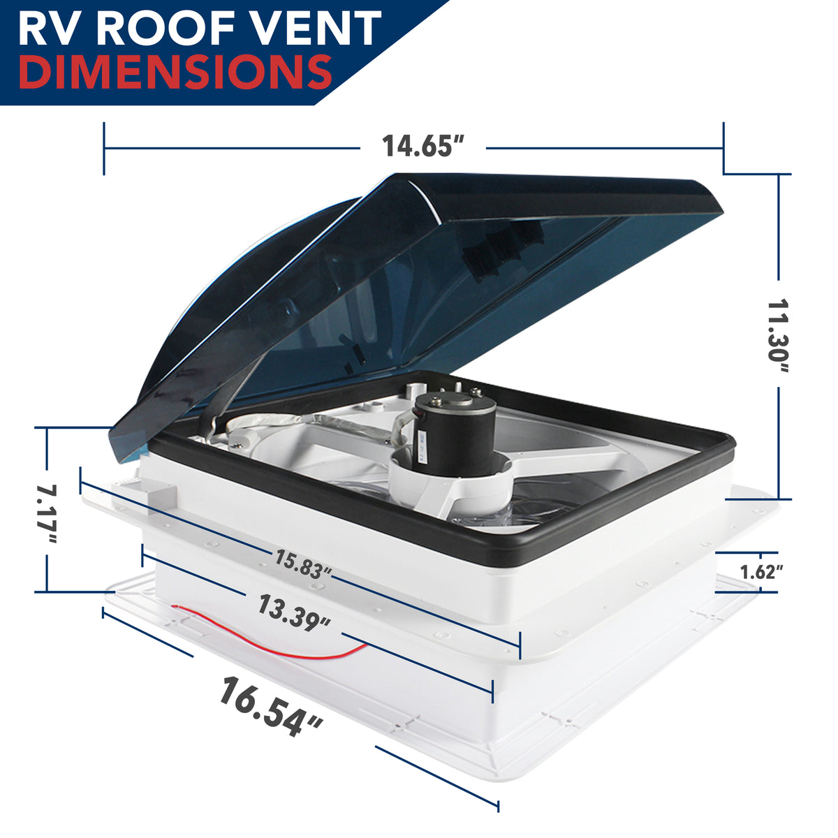 Leisure Coachworks RV Roof Vent Fan with 6 Speed Smoked Lid 14 Inch x 14 Inch (White)