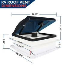 Leisure Coachworks RV Roof Vent Fan with LED Garnish Smoked Lid Rain Sensor 14 Inch x 14 Inch (White)
