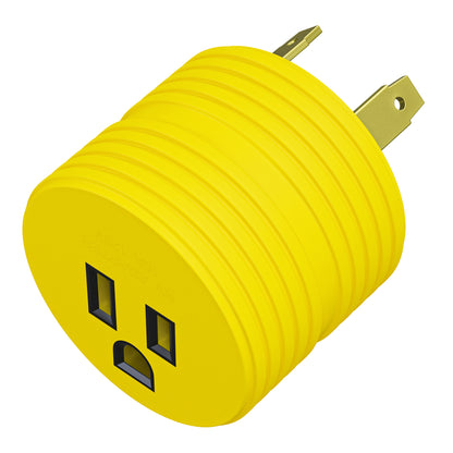 Leisure Cords 30AMP RV Electrical Adapter Standard NEMA TT-30P to 5-15R 3 Inch (Yellow)