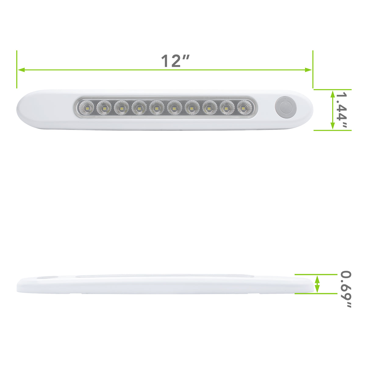 Leisure LED 12V RV Interior LED Cabinet Light Oval Natural White On Off Switch with Clear Lens 12 Inch (White)