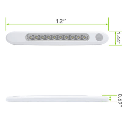 Leisure LED 12V RV Interior LED Cabinet Light Oval Natural White On Off Switch with Clear Lens 12 Inch (White)