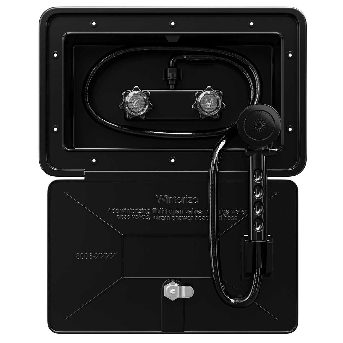 Leisure Coachworks RV Exterior Shower Box Kit for Cowboy Shower with ABS Hose 13.31 Inch x 8.41 Inch (Black)