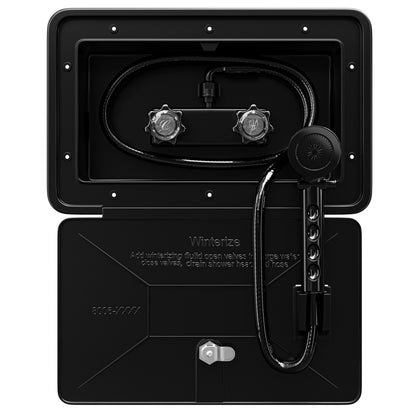 Leisure Coachworks RV Exterior Shower Box Kit for Cowboy Shower with ABS Hose 13.31 Inch x 8.41 Inch (Black)