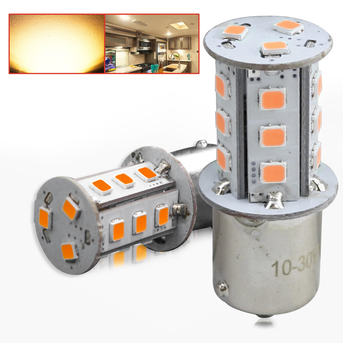 Leisure LED 12V RV Interior LED 1156 Bulb Light Replacement Cool White for Ceiling Dome Light 300 Lumen 1.72 Inch (Metal)