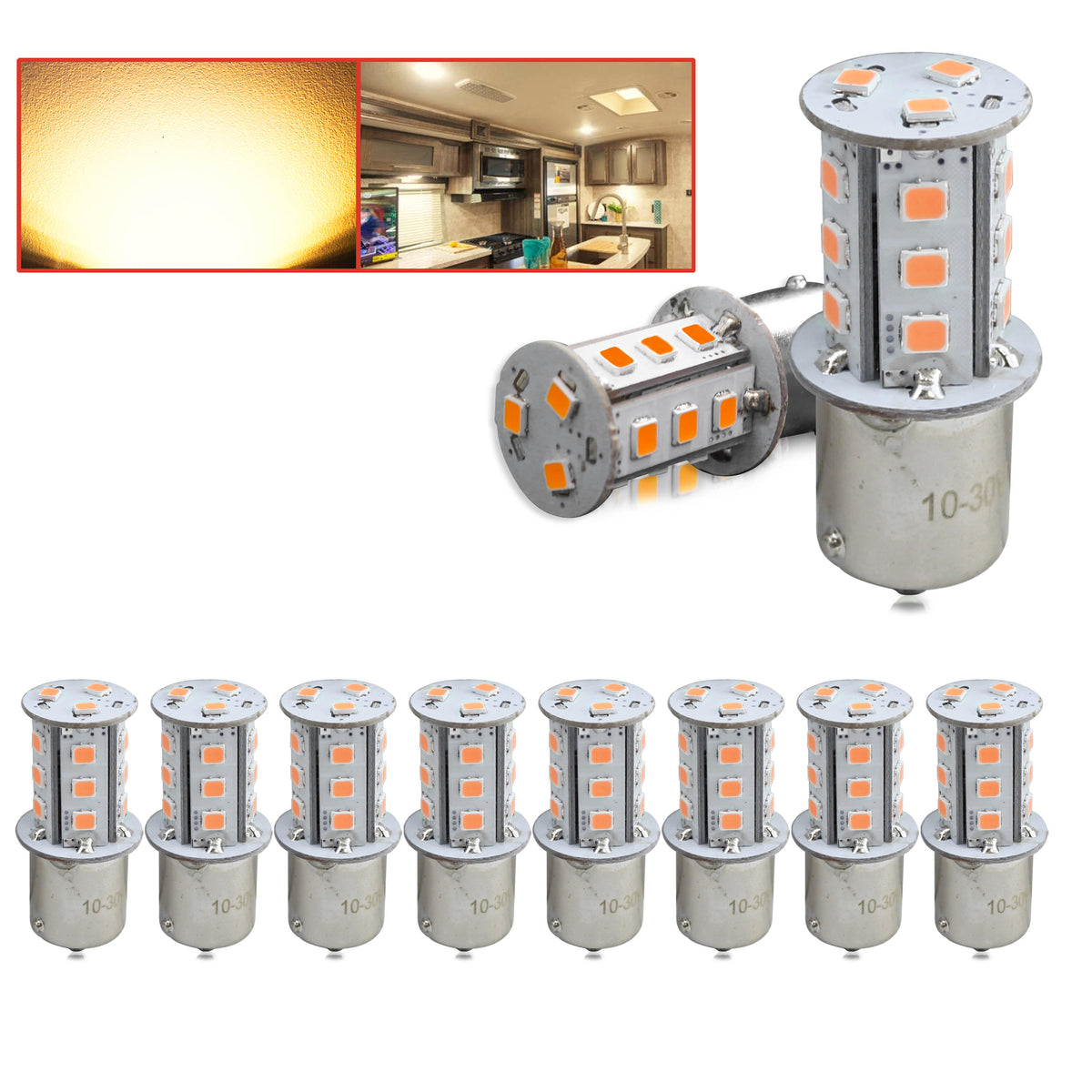 Leisure LED 12V RV Interior LED 1156 Bulb Light Replacement Cool White for Ceiling Dome Light 300 Lumen 1.72 Inch (Metal)