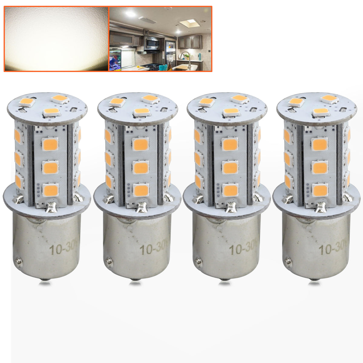 Leisure LED 12V RV Interior LED 1156 Bulb Light Replacement Cool White for Ceiling Dome Light 300 Lumen 1.72 Inch (Metal)