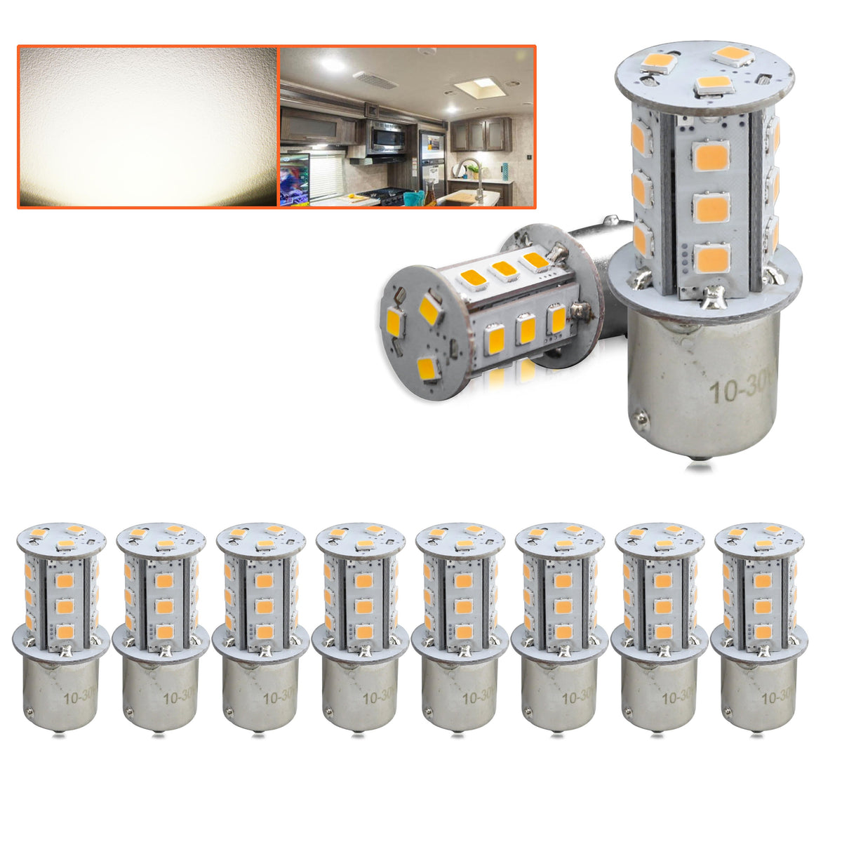 Leisure LED 12V RV Interior LED 1156 Bulb Light Replacement Cool White for Ceiling Dome Light 300 Lumen 1.72 Inch (Metal)