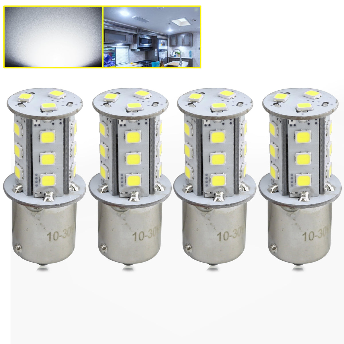 Leisure LED 12V RV Interior LED 1156 Bulb Light Replacement Cool White for Ceiling Dome Light 300 Lumen 1.72 Inch (Metal)