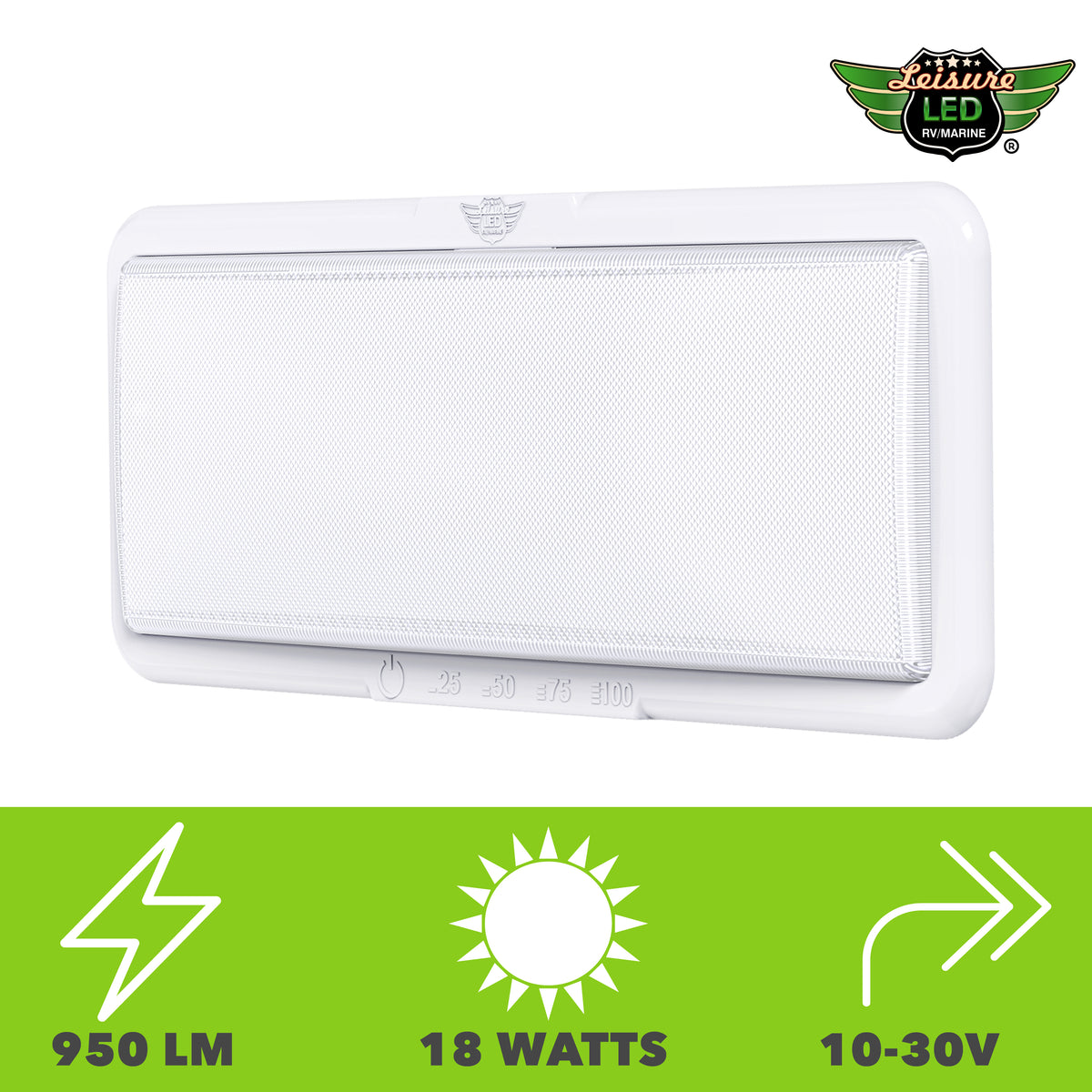 Leisure LED 12V RV Interior LED Ceiling Light Rectangle Natural White Touch Dimmer Switch 950 Lumen 14 Inch (White)