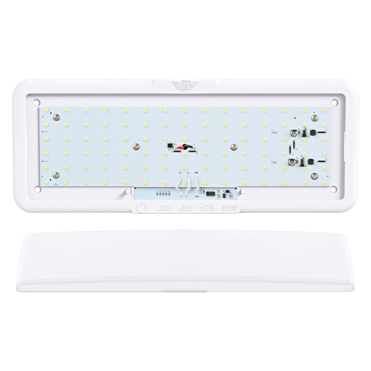 Leisure LED 12V RV Interior LED Ceiling Light Rectangle Natural White Touch Dimmer Switch 950 Lumen 14 Inch (White)
