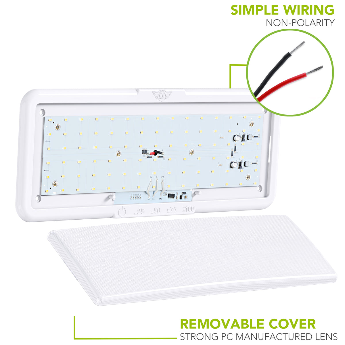 Leisure LED 12V RV Interior LED Ceiling Light Rectangle Natural White Touch Dimmer Switch 950 Lumen 14 Inch (White)