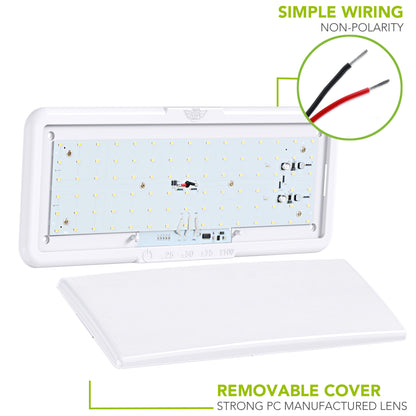 Leisure LED 12V RV Interior LED Ceiling Light Rectangle Natural White Touch Dimmer Switch 950 Lumen 14 Inch (White)
