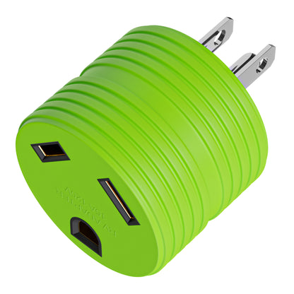 Leisure Cords 15AMP RV Electrical Adapter Standard NEMA 5-15P to TT-30R 3 Inch (Green)