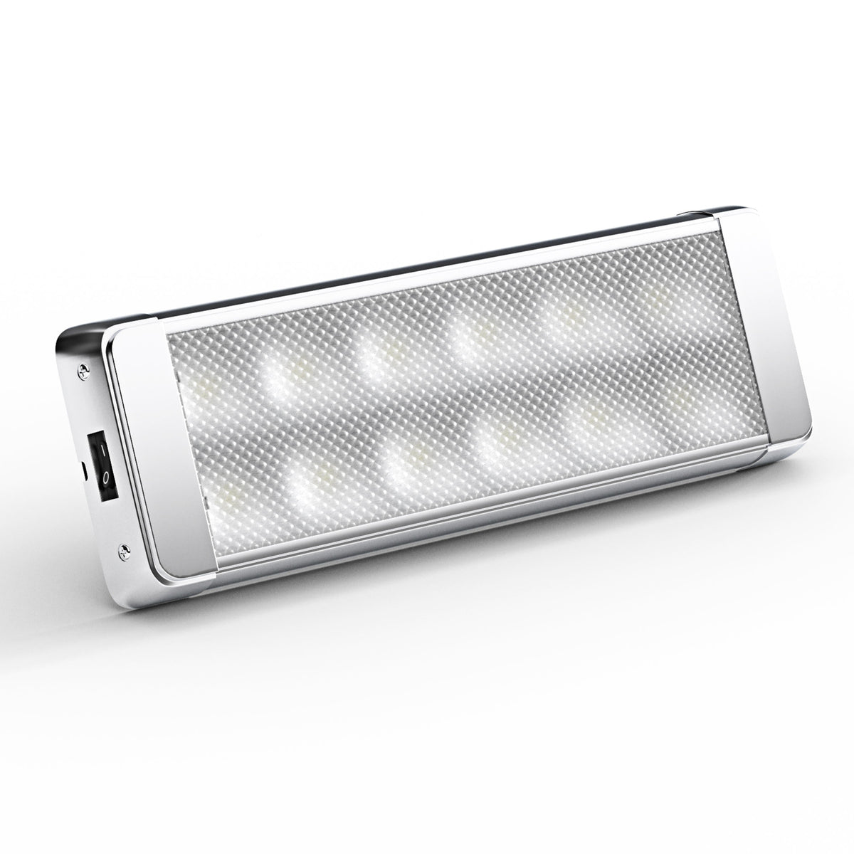 Leisure LED 12V RV Interior LED Ceiling Light Rectangle Natural White On Off Switch 1200 Lumen 10.3 Inch (Chrome)
