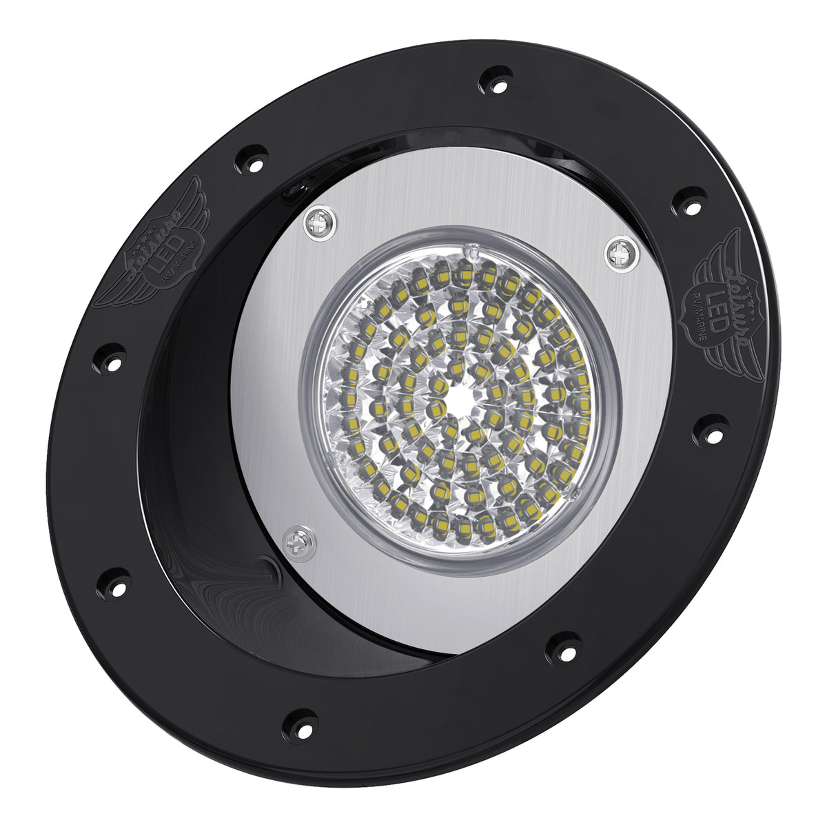 Leisure LED 12V RV Exterior LED Warrior Flood Light Round Cool White Recessed Mount 1100 Lumen 8 Inch (White)