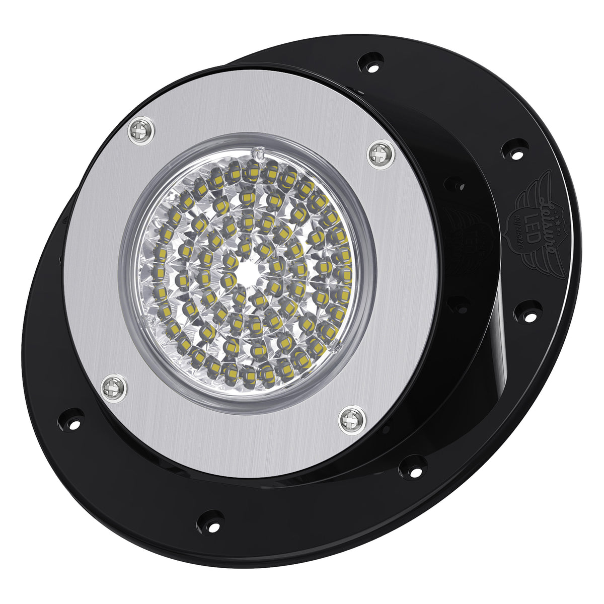 Leisure LED 12V RV Exterior LED Warrior Flood Light Round Cool White Surface Mount 1100 Lumen 8 Inch (White)
