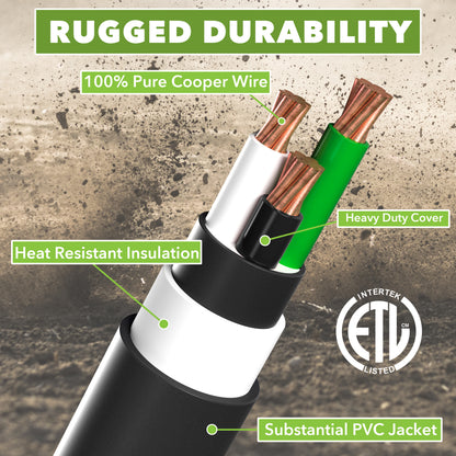 Leisure Cords 50AMP RV Extension Cord Standard 15 Foot (Green)