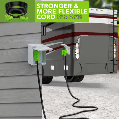 Leisure Cords 50AMP RV Extension Cord Standard 15 Foot (Green)