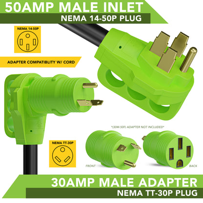 Leisure Cords 50AMP RV Extension Cord Standard 15 Foot (Green)