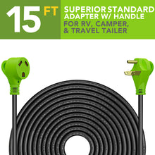 Leisure Cords 30AMP RV Extension Cord Standard 15 Foot (Green)