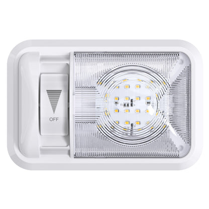 Leisure LED 12V RV LED Single Dome Light Natural White Dimmer Switch Clear Lens 8 Inch (White)