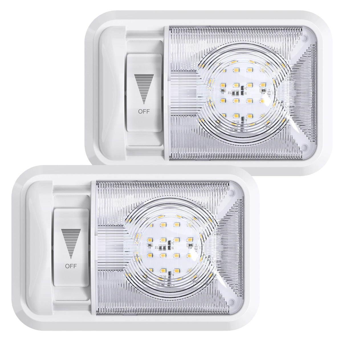 Leisure LED 12V RV LED Single Dome Light Natural White Dimmer Switch Clear Lens 8 Inch (White)